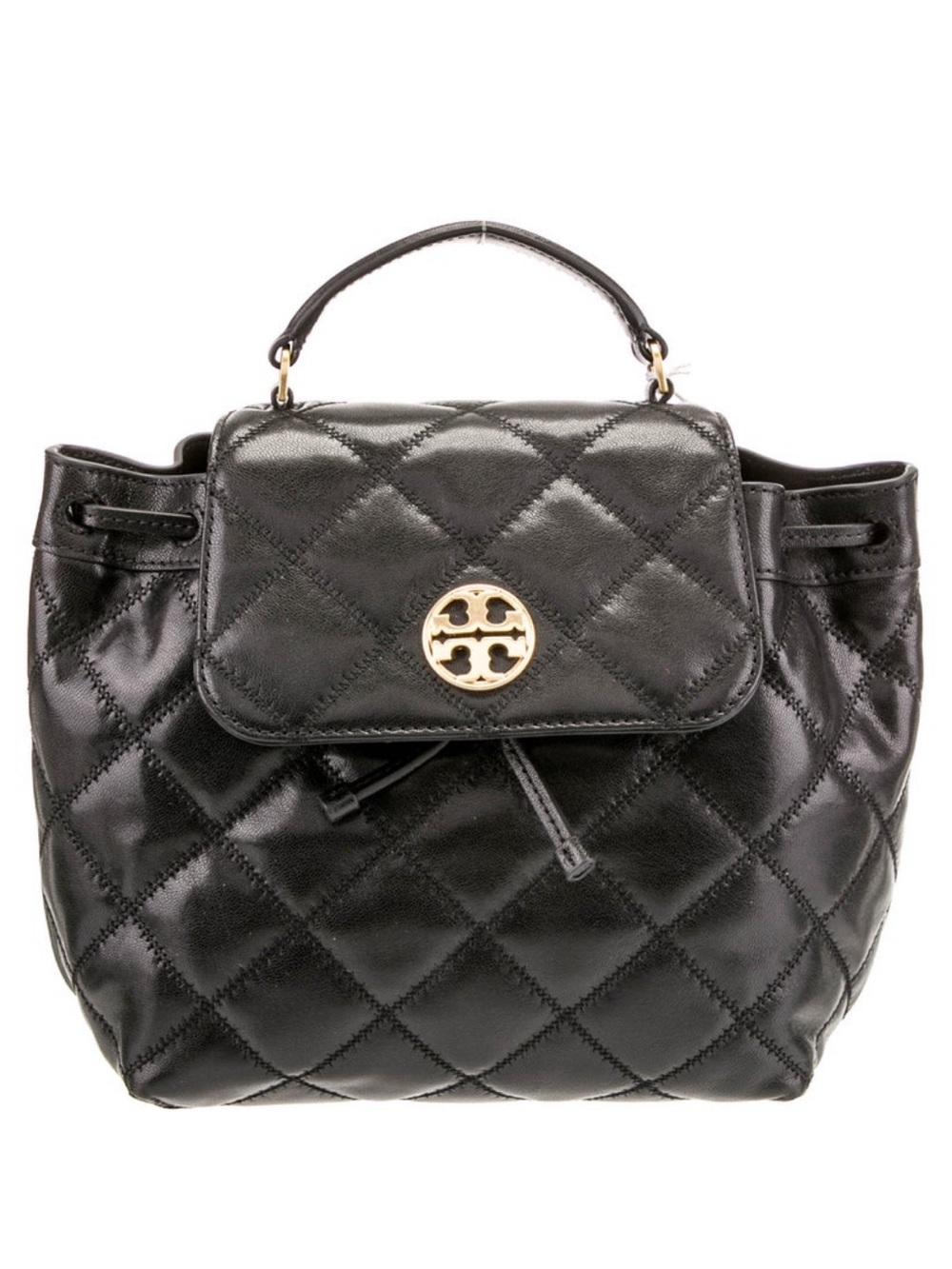 NWT Tory Burch Willa Backpack Leather in Black with Gold Hardware
